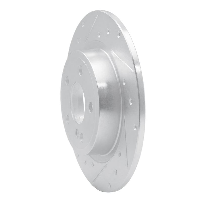 R1 Concepts R1 14-20 Infiniti QX30 Rear Left Drilled & Slotted Silver Brake Rotor