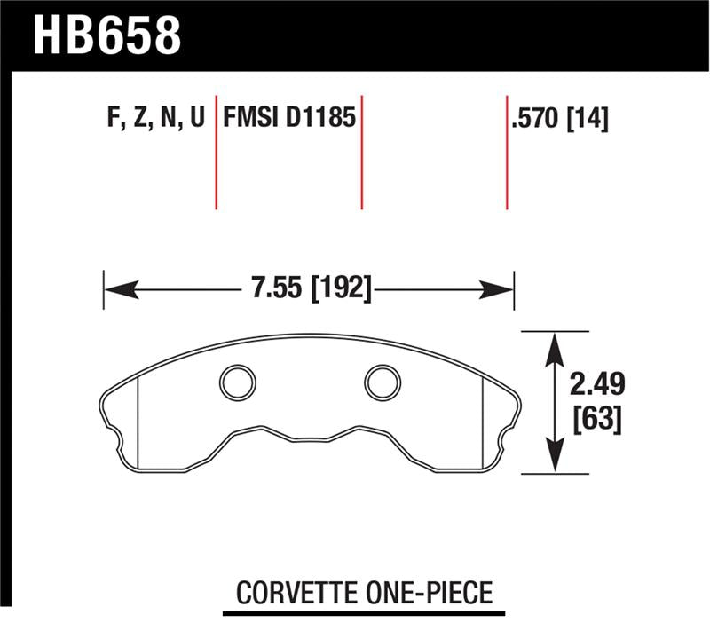 Hawk Performance Hawk 2010-2013 Chevy Corvette Grand Sport (One-Piece Pads) High Perf. Street 5.0 Front Brake Pads