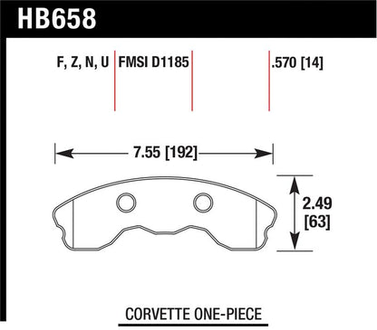 Hawk Performance Hawk 2010-2013 Chevy Corvette Grand Sport (One-Piece Pads) High Perf. Street 5.0 Front Brake Pads