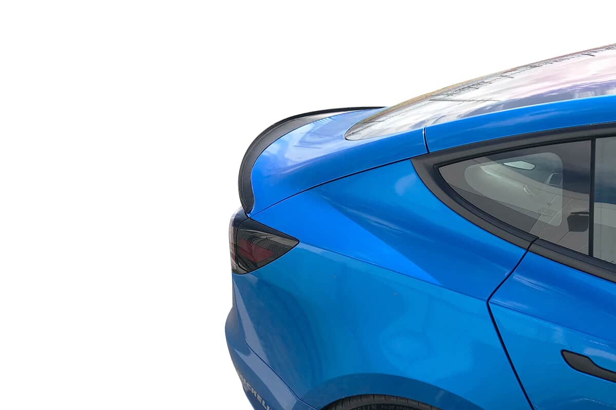 UNPLUGGED PERFORMANCE UP-M3-305-2.1 HIGH EFFICIENCY TRUNK SPOILER, AUTOCLAVED DRY CARBON, SATIN CLEAR FOR TESLA MODEL 3
