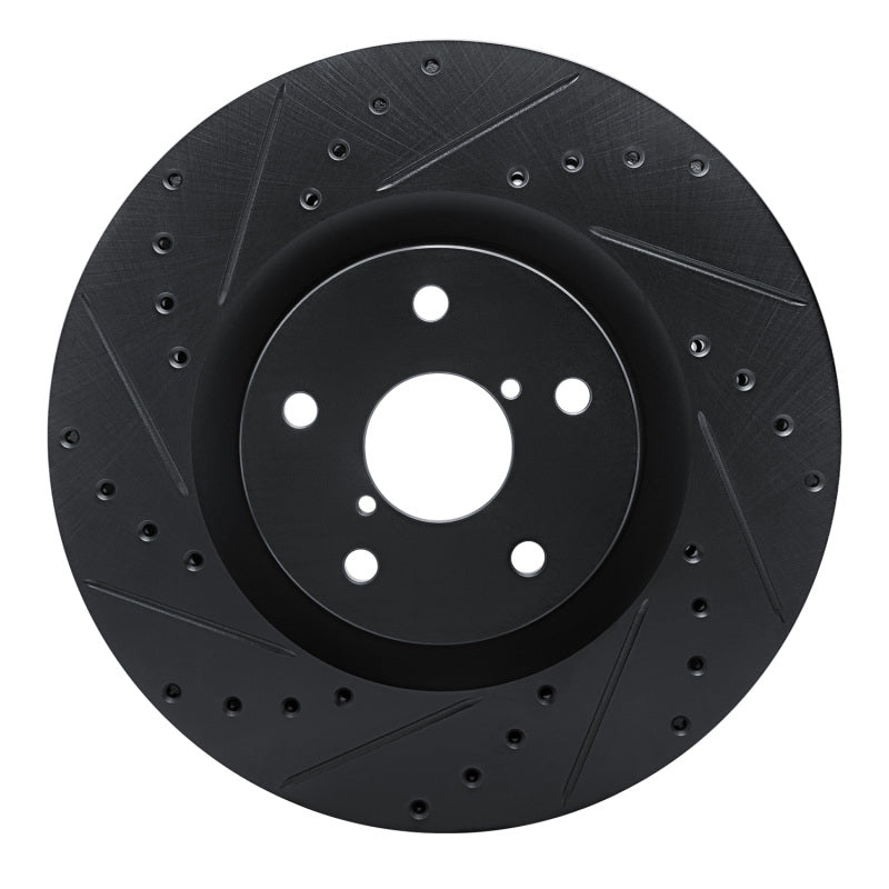 R1 Concepts R1 -23 Subaru Ascent Front Left Drilled & Slotted Black Brake Rotor