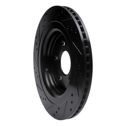 R1 Concepts R1 15-23 Ford Mustang Rear Right Drilled & Slotted Black Brake Rotor