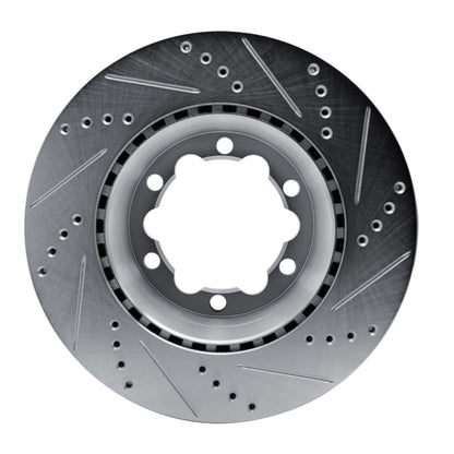 R1 Concepts R1 06-25 American Coach Patriot Rear Left Drilled & Slotted Silver Brake Rotor