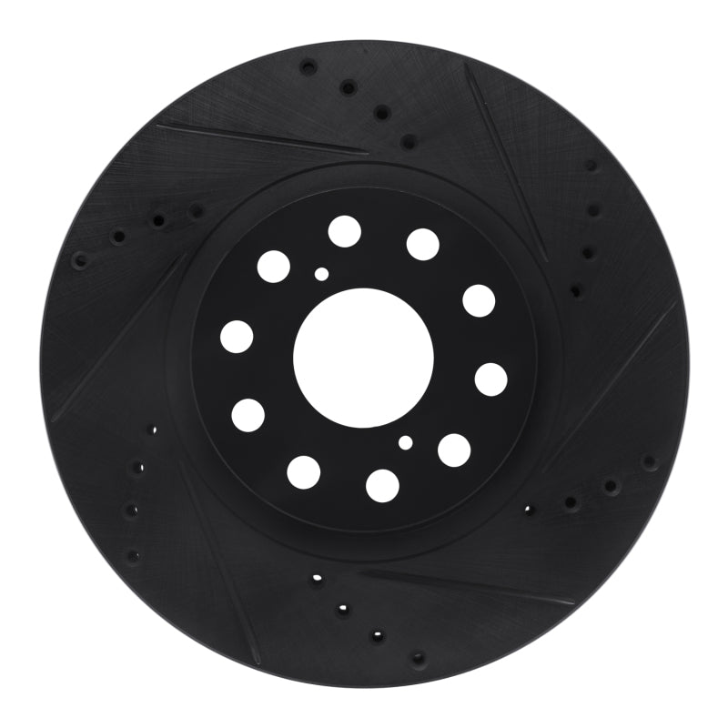 R1 Concepts R1 93-98 Toyota Supra Front Right Drilled & Slotted Black Brake Rotor