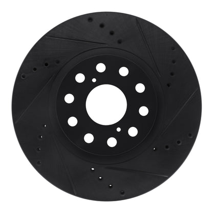R1 Concepts R1 93-98 Toyota Supra Front Right Drilled & Slotted Black Brake Rotor