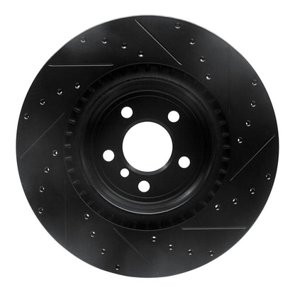 R1 Concepts R1 09-19 BMW 750LI Rear Left Drilled & Slotted Black Brake Rotor