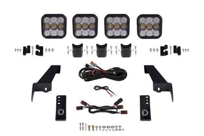 Diode Dynamics Jeep JL SS5 4-Pod CrossLink Grille Lightbar Kit Sport - White Combo