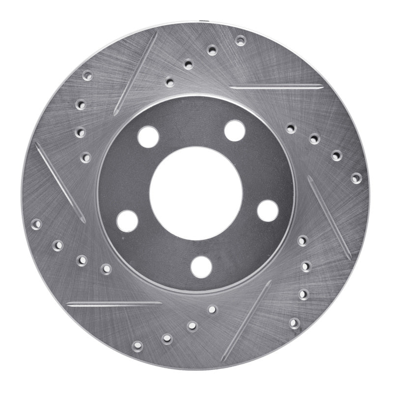 R1 Concepts R1 94-04 Ford Mustang Front Left Drilled & Slotted Silver Brake Rotor
