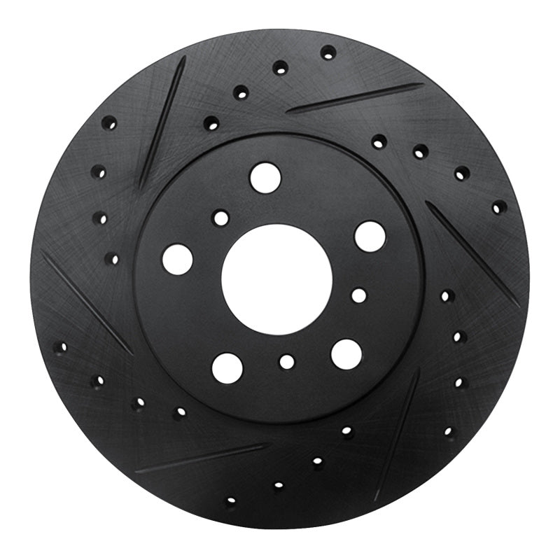 R1 Concepts R1 90-91 Toyota Celica Front Left Drilled & Slotted Black Brake Rotor
