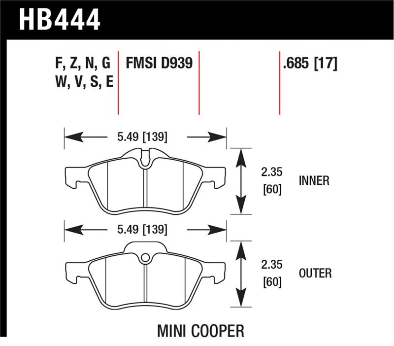 Hawk Performance Hawk 02-06 Mini Cooper / Cooper S HPS Street Front Brake Pads