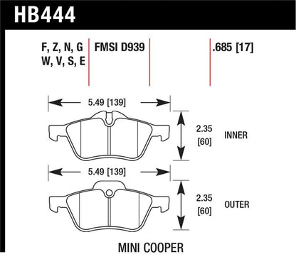 Hawk Performance Hawk 02-06 Mini Cooper / Cooper S HPS Street Front Brake Pads
