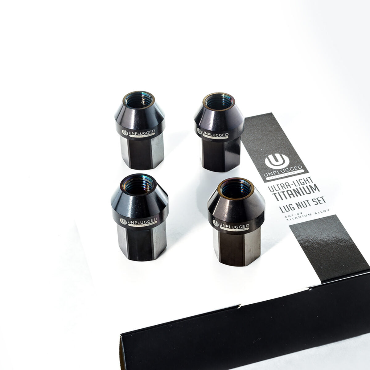 UNPLUGGED PERFORMANCE UP-MU-001-5.1 LUG NUT SET, TITANIUM 64 GRADE, BLACK TI DLC FINISH, SHORT LENGTH FOR TESLA MODEL 3