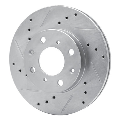R1 Concepts R1 90-00 Honda Civic DEL SOL Front Left Drilled & Slotted Silver Brake Rotor