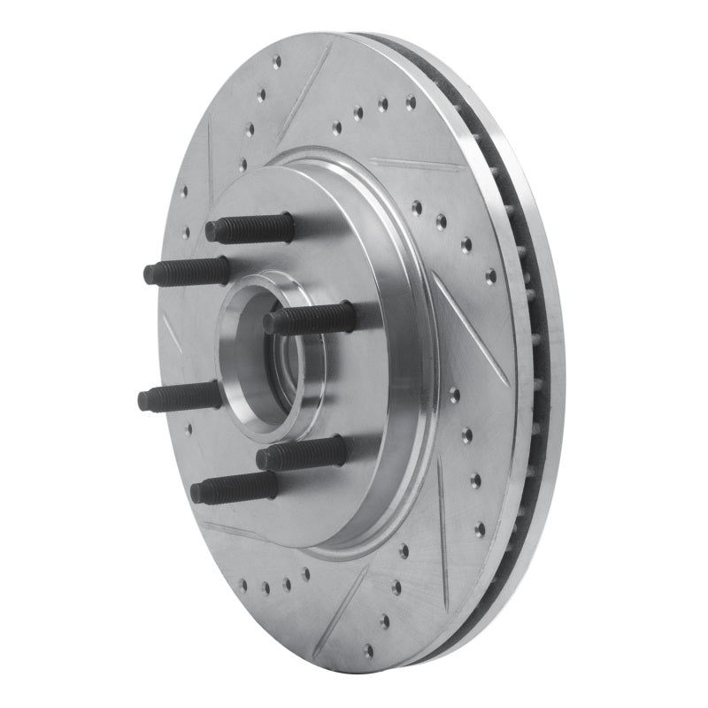 R1 Concepts R1 04-08 Ford F-150 RWD Front Left Drilled & Slotted Silver Brake Rotor