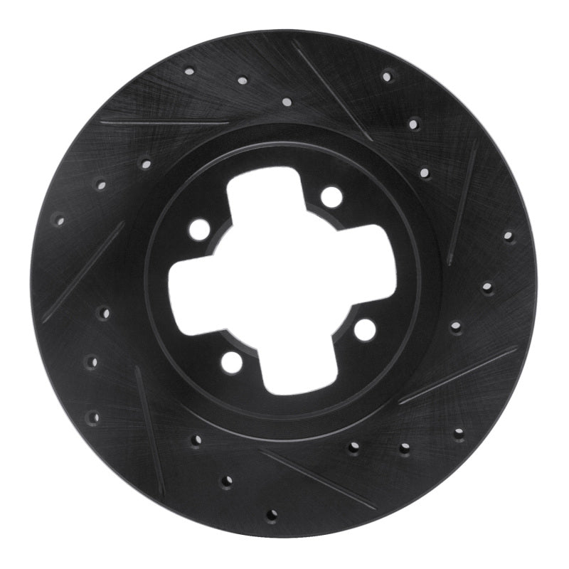 R1 Concepts R1 81-88 Nissan Maxima Front Right Drilled & Slotted Black Brake Rotor