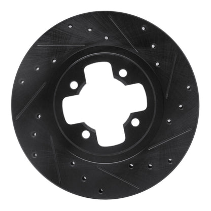 R1 Concepts R1 81-88 Nissan Maxima Front Right Drilled & Slotted Black Brake Rotor