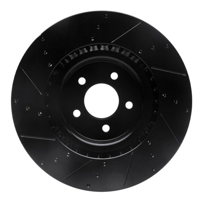 R1 Concepts R1 07-14 Ford Mustang Front Right Drilled & Slotted Black Brake Rotor