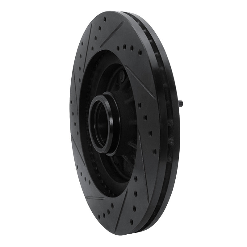 R1 Concepts R1 97-99 Ford F-150 RWD Front Right Drilled & Slotted Black Brake Rotor