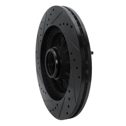 R1 Concepts R1 97-99 Ford F-150 RWD Front Right Drilled & Slotted Black Brake Rotor