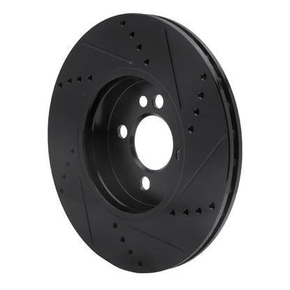 R1 Concepts R1 07-15 Mini Cooper (Excl Clubman) Front Left Drilled & Slotted Black Brake Rotor