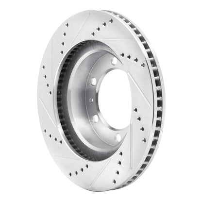 R1 Concepts R1 03-23 Toyota FJ Cruiser Front Right Drilled & Slotted Silver Brake Rotor