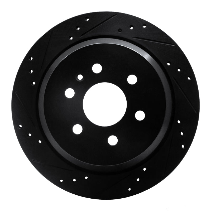 R1 Concepts R1 15-20 Chevrolet Colorado Rear Left Drilled & Slotted Black Brake Rotor
