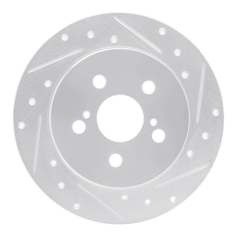 R1 Concepts R1 09-24 Lexus CT200H Rear Right Drilled & Slotted Silver Brake Rotor