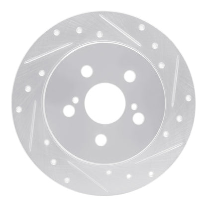 R1 Concepts R1 09-24 Lexus CT200H Rear Right Drilled & Slotted Silver Brake Rotor