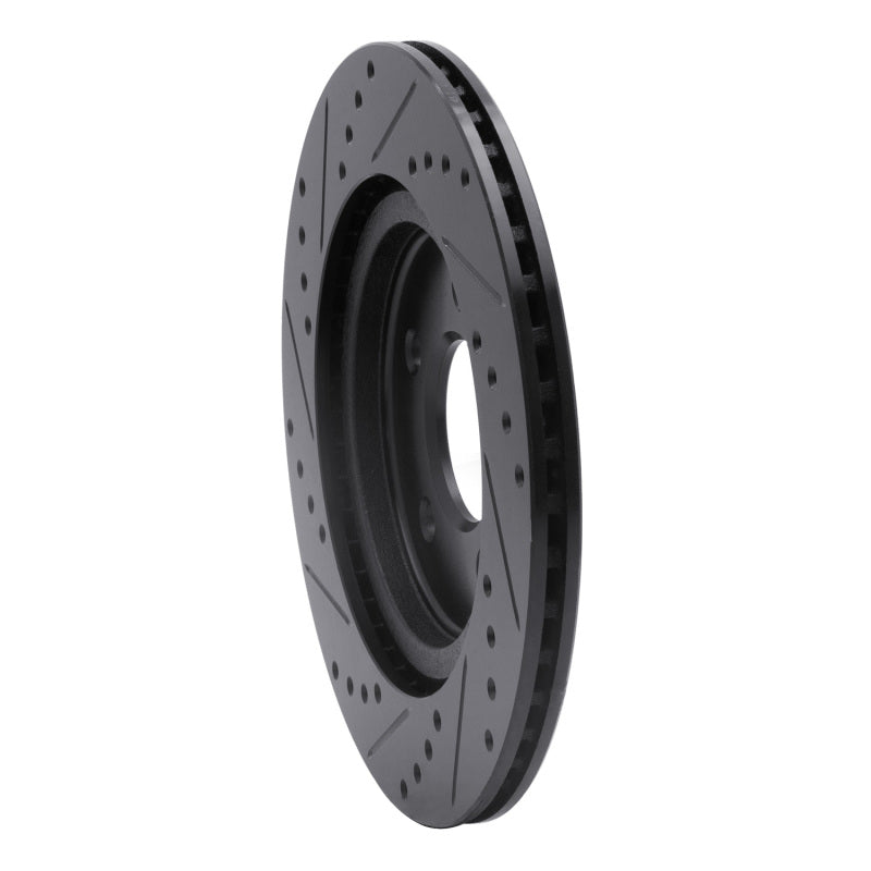 R1 Concepts R1 05-14 Ford Mustang Rear Right Drilled & Slotted Black Brake Rotor