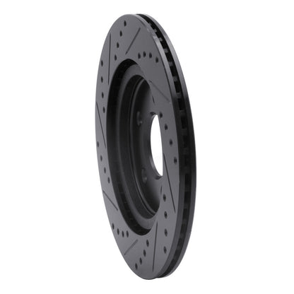 R1 Concepts R1 05-14 Ford Mustang Rear Right Drilled & Slotted Black Brake Rotor