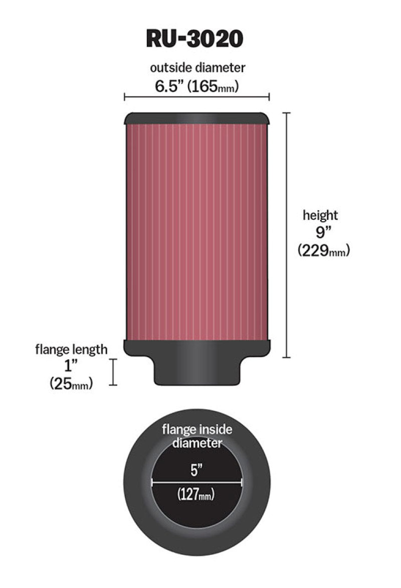 K&N Engineering K&N Filter 2 1/4inch 10 Degree Flange 16 1/4inch x 4inch - 4 1/2inch Height