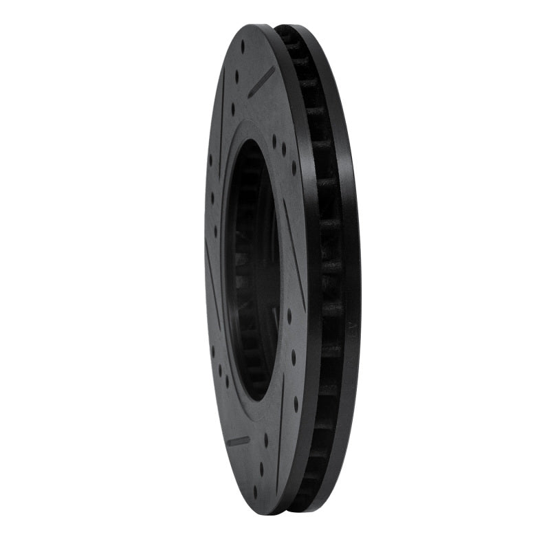 R1 Concepts R1 85-12 Nissan D21 Pickup RWD (4 Cyl Excl HD) Front Right Drilled & Slotted Black Brake Rotor