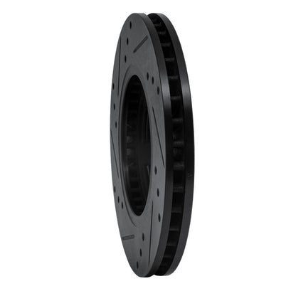 R1 Concepts R1 85-12 Nissan D21 Pickup RWD (4 Cyl Excl HD) Front Right Drilled & Slotted Black Brake Rotor