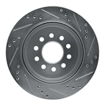 R1 Concepts R1 03-11 Lincoln Town Car Rear Left Drilled & Slotted Silver Brake Rotor