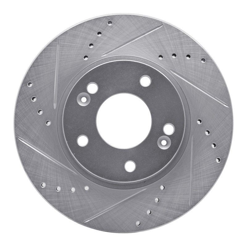 R1 Concepts R1 11-25 Hyundai Veloster Front Left Drilled & Slotted Silver Brake Rotor