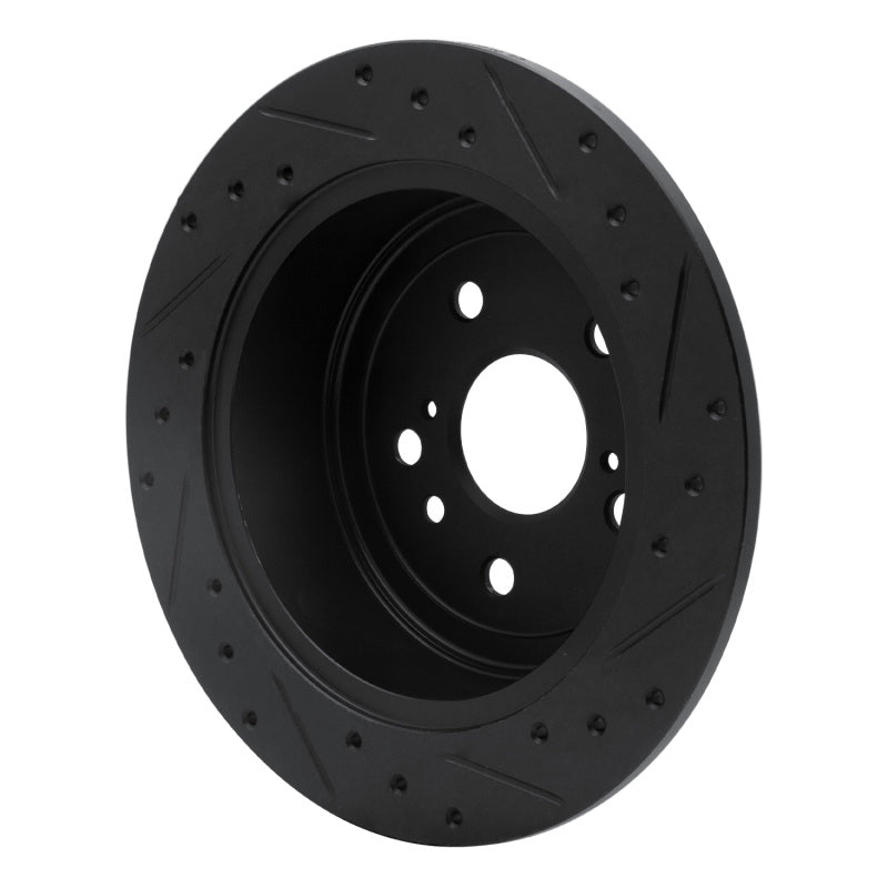 R1 Concepts R1 09-15 Toyota Venza Rear Left Drilled & Slotted Black Brake Rotor