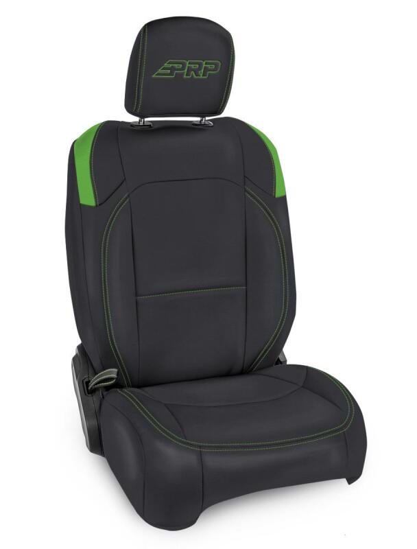 PRP Seats PRP Jeep Wrangler JL Front Seat Covers Jeep Gladiator JT- with Pocket Back (Pair) - Black/Green