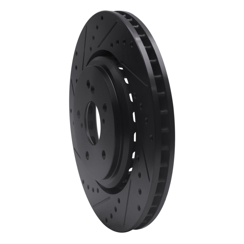 R1 Concepts R1 14-20 Acura TLX Front Left Drilled & Slotted Black Brake Rotor