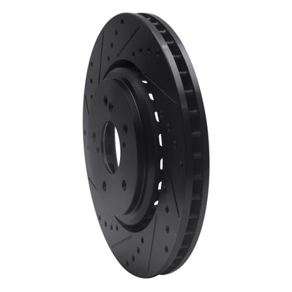 R1 Concepts R1 14-20 Acura TLX Front Left Drilled & Slotted Black Brake Rotor
