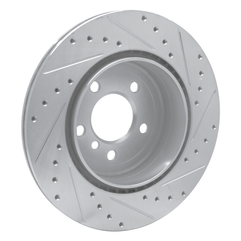 R1 Concepts R1 11-16 BMW 528I xDrive Rear Left Drilled & Slotted Silver Brake Rotor