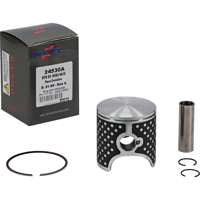 Vertex Pistons Vertex Piston 04-11 KTM 105 SX 105cc Cast Race Evolution Stroker Piston Kit 112cc 15mm