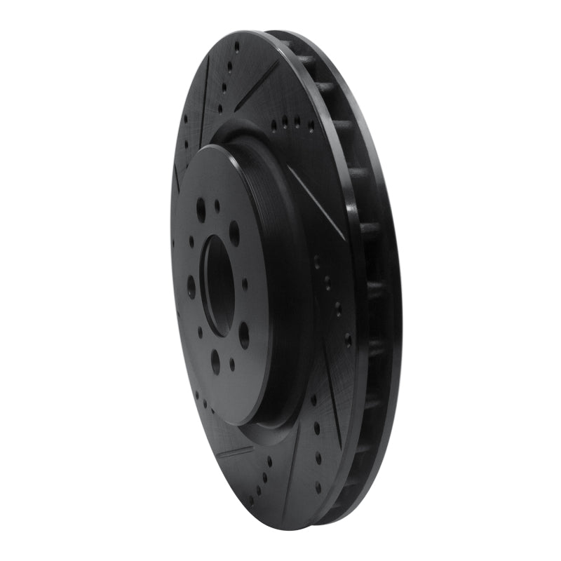 R1 Concepts R1 04-07 Volvo V70 Rear Left Drilled & Slotted Black Brake Rotor