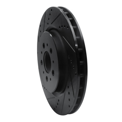 R1 Concepts R1 04-07 Volvo V70 Rear Left Drilled & Slotted Black Brake Rotor