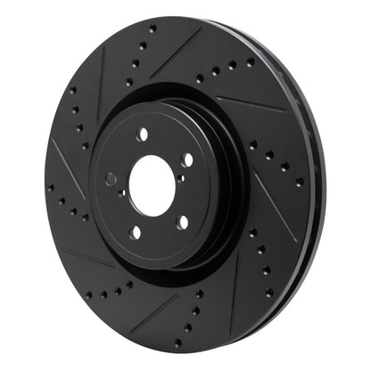 R1 Concepts R1 03-25 Subaru Impreza Front Left Drilled & Slotted Black Brake Rotor