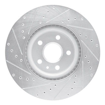 R1 Concepts R1 08-17 Cadillac CTS Front Right Drilled & Slotted Silver Brake Rotor