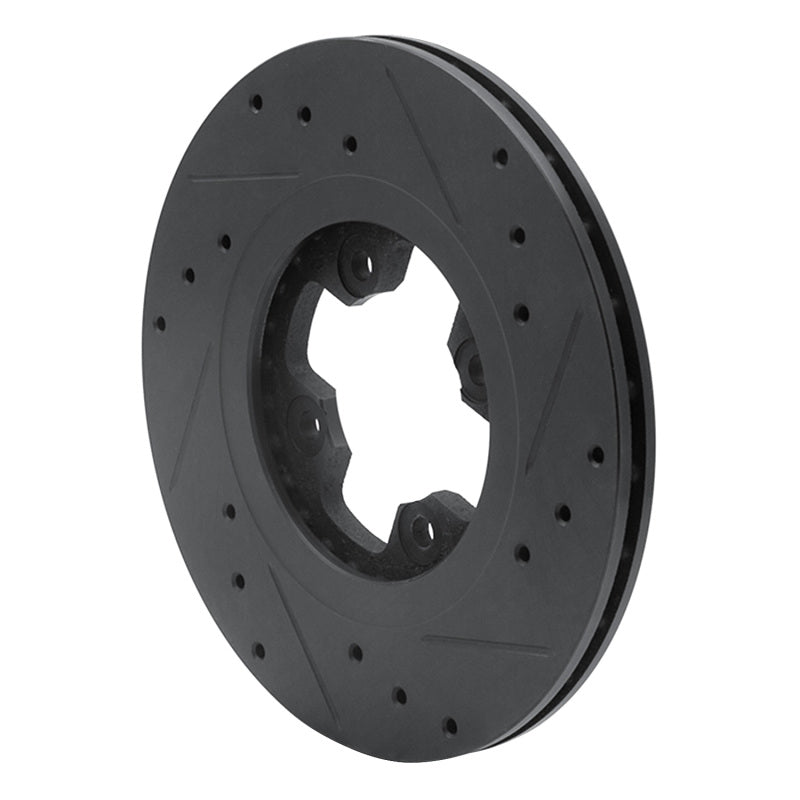 R1 Concepts R1 81-88 Nissan Maxima Front Left Drilled & Slotted Black Brake Rotor