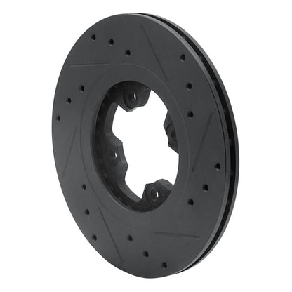 R1 Concepts R1 81-88 Nissan Maxima Front Left Drilled & Slotted Black Brake Rotor
