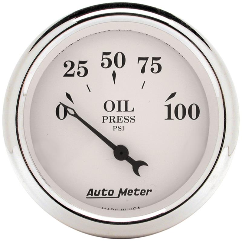 AutoMeter Auto Meter 2-1/16in 100PSI Electronic Oil Pressure Old Tyme White Gauge