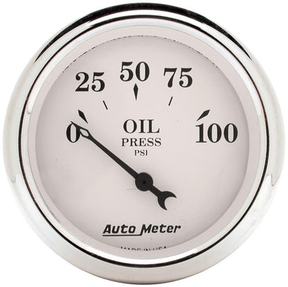 AutoMeter Auto Meter 2-1/16in 100PSI Electronic Oil Pressure Old Tyme White Gauge