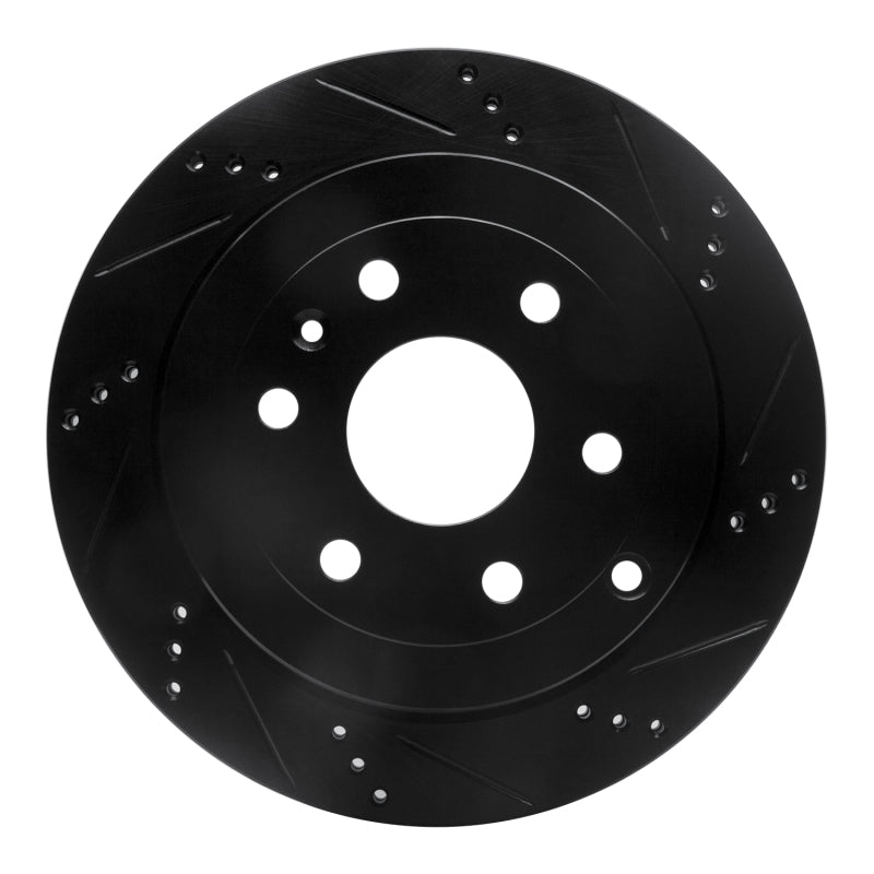 R1 Concepts R1 07-17 Buick Enclave Rear Right Drilled & Slotted Black Brake Rotor